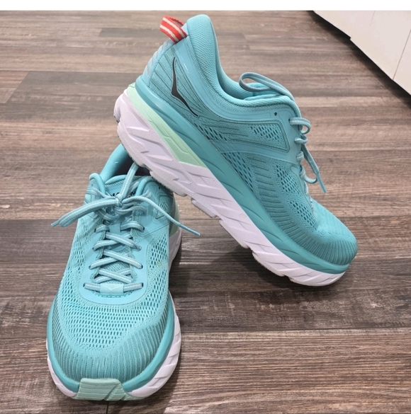 Hoka One One Shoes - Hoka One One Bondi 7 Aquarelle Women's Blue Mesh Sneakers 1110519-AEBL Low Top